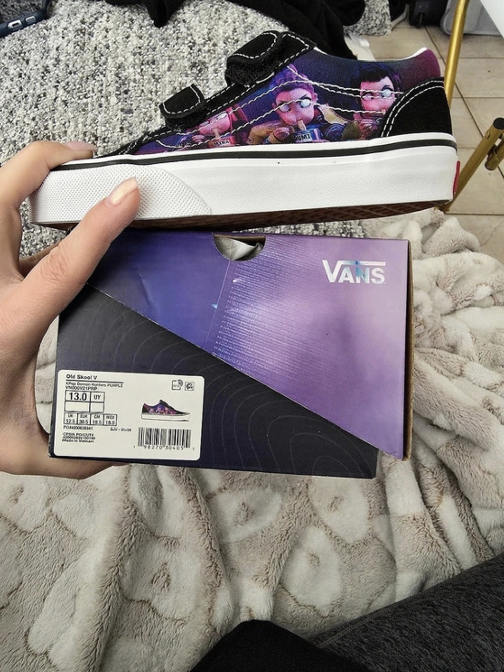 NIBVans KPop Demon Hunters x Vans Little Kids Old Skool V Sneakers Black & Purpl